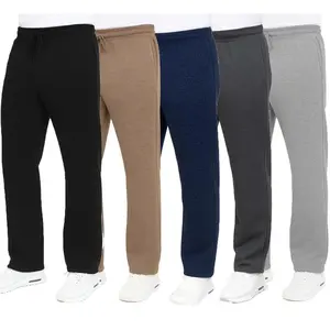 3-Pack Men's Classic Heavyweight Fleece Sweatpants with Open Bottom (S-3XL)Gift