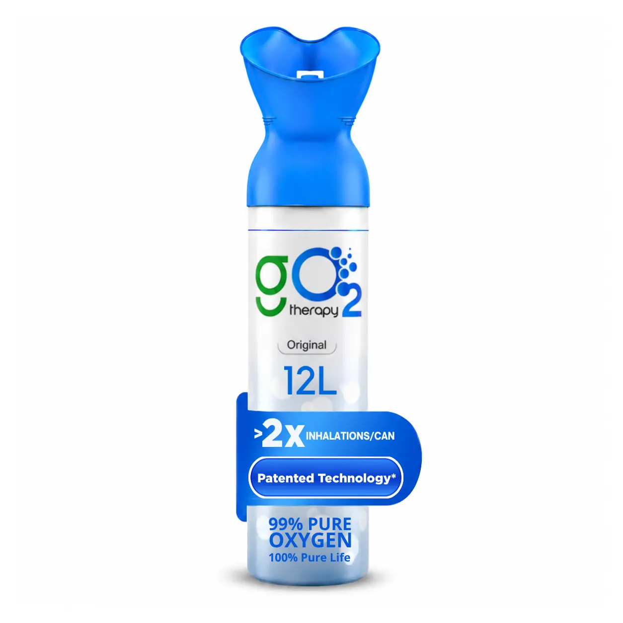 gO2Therapy Portable Oxygen Canister 12L for Sports, Travel, Altitude & Fitness - Includes Mask, Up to 450 Inhalations
