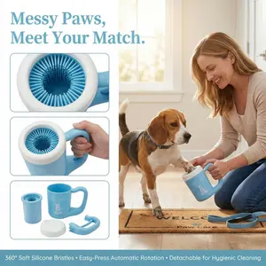 Dirty-Proof Pet Paw Cleaner Cup with Non-Slip Handle, Gentle & Non-Irritating Paw Washing Cup for Dogs & Cats