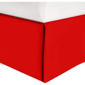1-Piece Solid Bed Skirt, 1500 Premium Hotel Quality Microfiber, Minimalist Modern Design, Easy Care, Wrinkle and Stain Resistant, Twin, Valentine Red