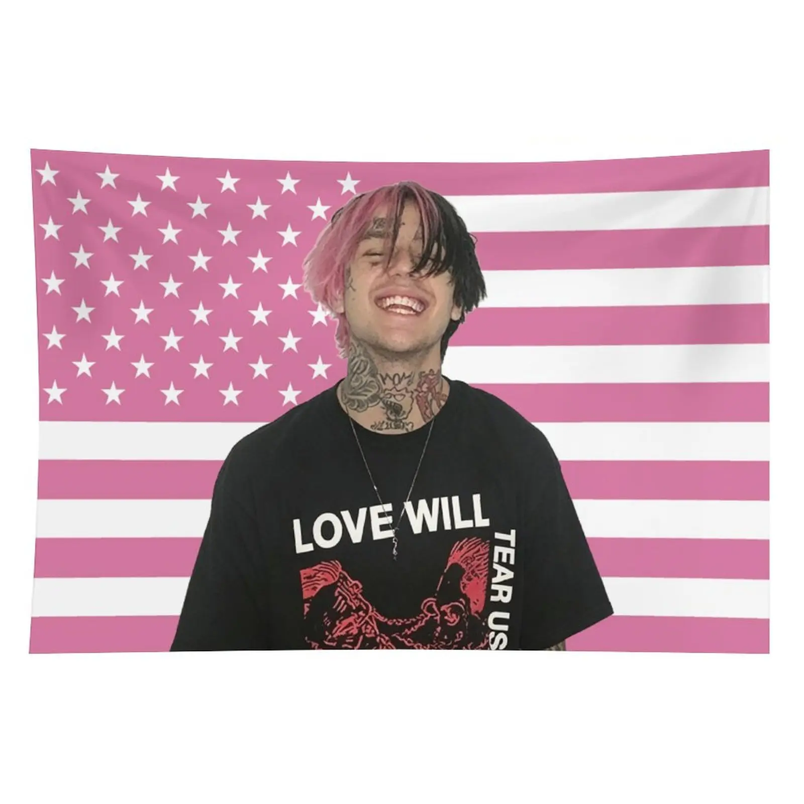 Colorful Lil Peep Themed National Flag Durable Decorative Wall Hanging Tapestry, 60x40 in Home Decor Supplies, Teen Room Cool Bedroom Accessory, Durable Decorative Tapestry