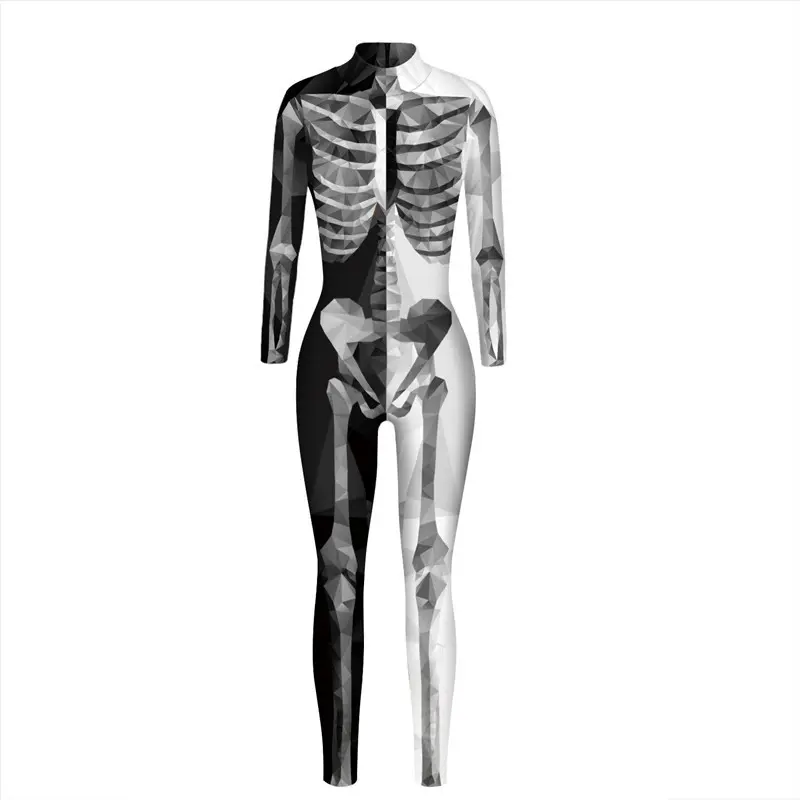 Grey and Black Crystal Skeleton Tight Cl