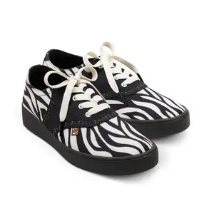 Hot Chocolate Design Saddle Zebra Casual Sneaker with Printed Fabric Upper Soft Inner Sole & Arch Support for Maximum Comfort