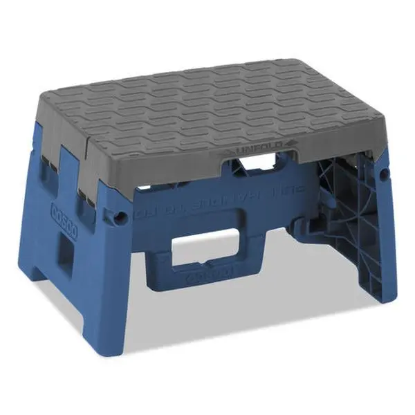 Cosco CSC11903BGR1E One-Step Folding Stool, Blue & Gray pack of 4