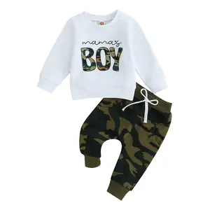Toddler Baby Boy Outfits Newborn Infant Fall Winter Clothes Letters Sweatshirt Tops Elastic Waist Sweatpants Sets