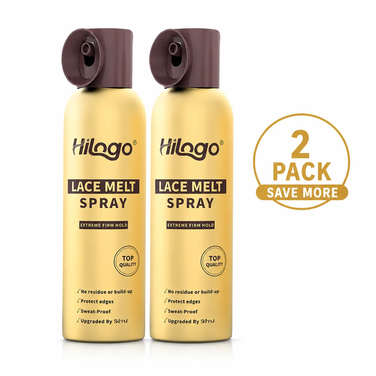 HILOGO Lace Melt Spray 2-Pack for Lace Wigs, Strong Hold and Invisible Blend for a Natural Hairline, Sweat-Resistant & Long-Lasting Mild Formula, 180ml Each, Haircare