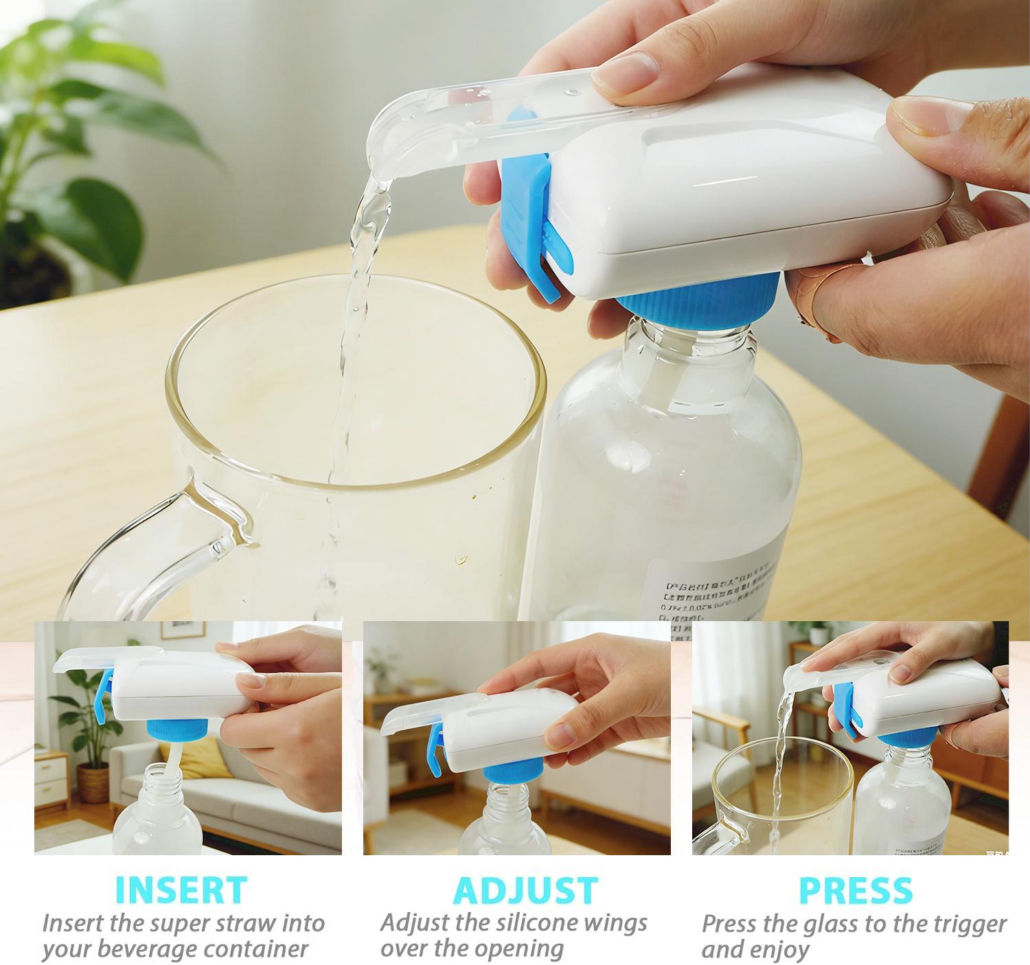 Electric Beverage Dispenser, Rechargeable Touch Press Water Outlet, Leak-Proof & Drip-Proof Design, Universally Fits 2.5-4.5 cm Bottle Mouths, Portable Pump for Water, Milk and Juice (White / Orange)