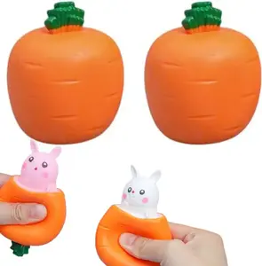 Easter Basket, Carrot Bunny, Carrot Funny Novelty Toy, Easter Carrot Squeeze Toy (2PCS)