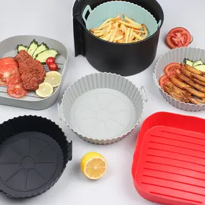 Food-Grade Silicone Air Fryer Baking Tray, Round Microwave Oven Baking Chicken Tray, Square Baking Pad, Durable & Heat Resistant