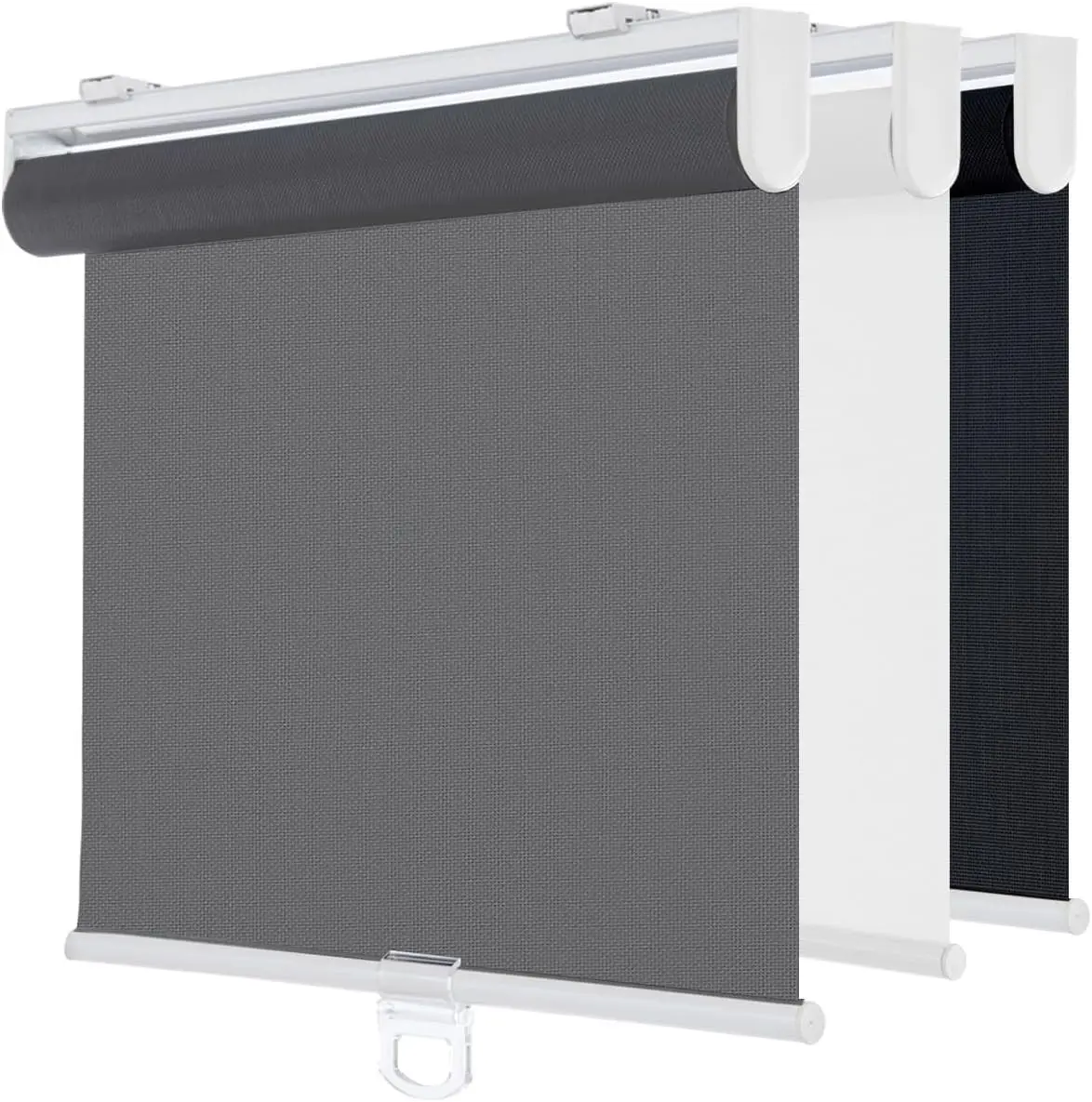 Cordless Roller Shades for Windows Light Filtering Pull Down Blinds Solar Screen Door Blinds Flame Retardant UV Protection Fabric for Home Office 25" W x 72" H Solar Grey
