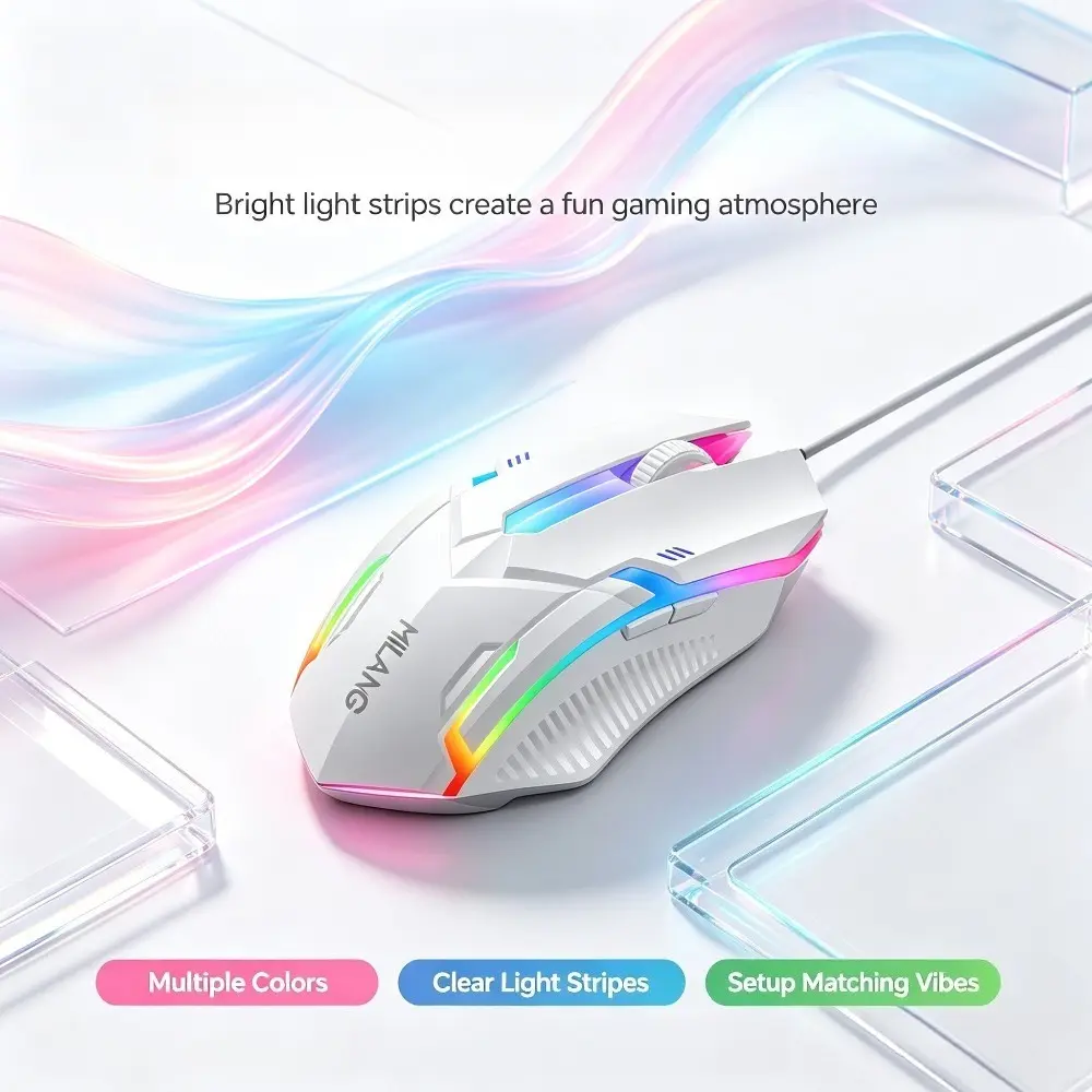 1pc USB-Wired Ergonomic Luminous Gaming Mouse - Plug-and-Play, Universal for Desktops & Laptops, Ideal for Players & Office Workers