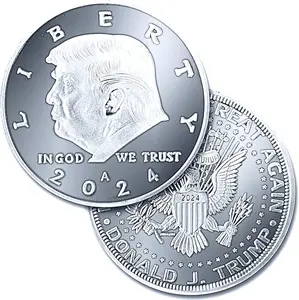 Donald Trump Silver Coin 2024 with Certificate of Authenticity, President Coin, Trump Coin Collectors, Silver Plated, 38mm x 2mm