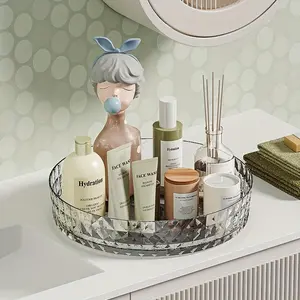 360-Degree Rotating Storage Tray, 1 Count Bathroom Makeup Organizer, Round Spice Organizer Rack, Bathroom Accessories, Bathroom Counter Organizer
