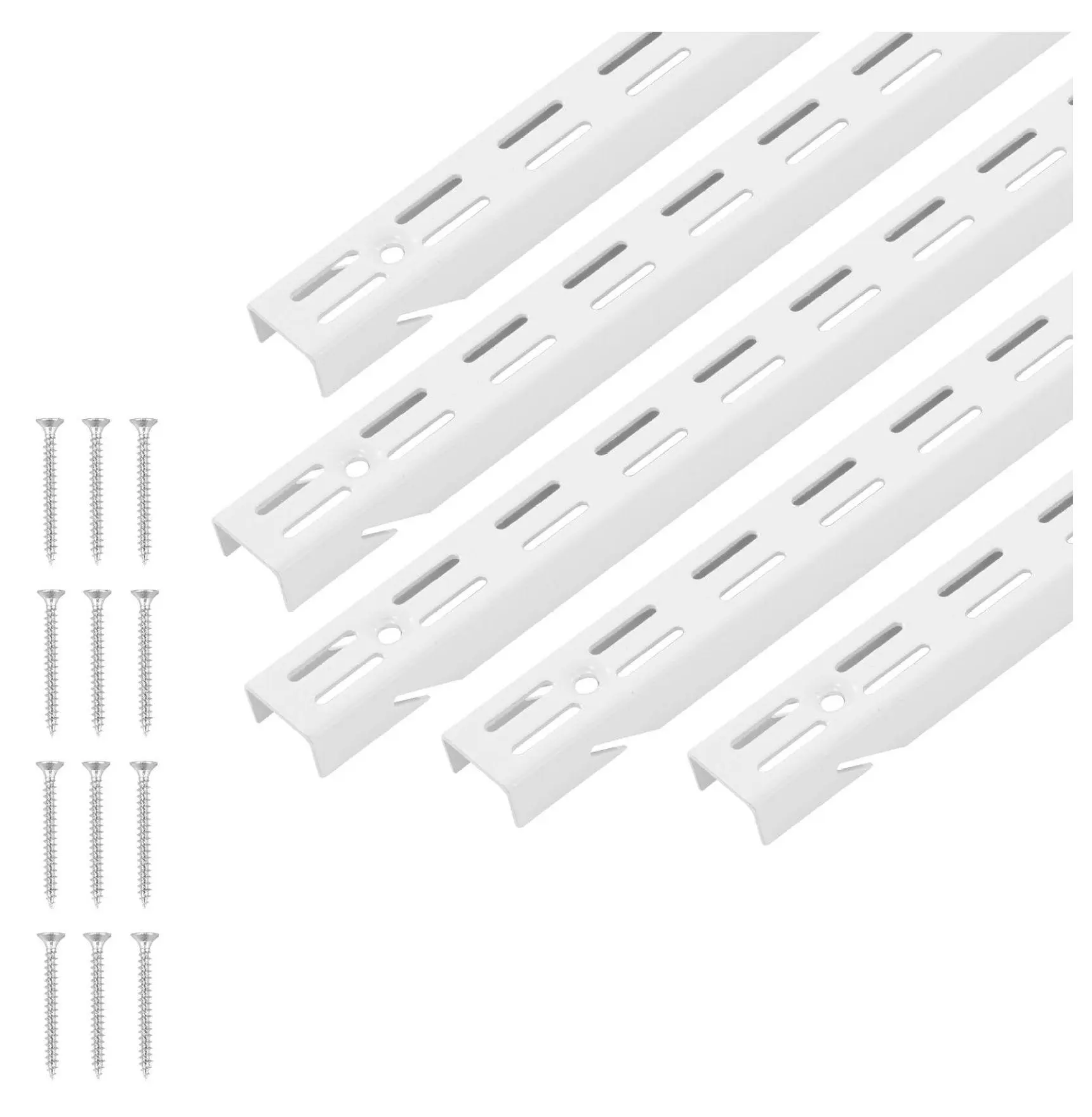 Shelf Pilaster 60 Inch 5 Pack, Dual Track Wall Shelving System - Heavy Duty Silver Rails for Closet, Cabinet, Storage Organization Default