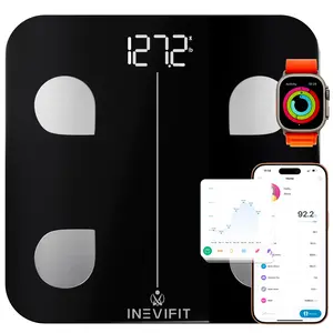 INEVIFIT Smart Body Fat Scale, Highly Accurate Bluetooth Digital Bathroom Body Composition Analyzer, Measures Weight, Body Fat, Water, Muscle, Visceral Fat & Bone Mass for Unlimited Users