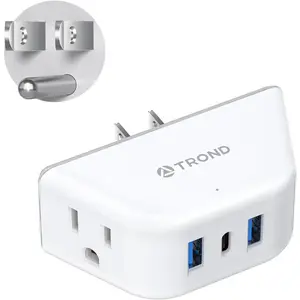 Outlet extender with usb wall splitter with 2 ac sockets 3 usb ports 3side design wall plug adapter cruise essentials plug extension outlet for travel home office white