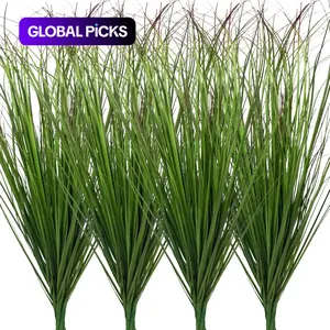 Artificial Wheat Grass Shrub Plants, Plastic UV-Resistant Fake Plants Outdoor Home Decor, 12, 24 or 48 Pieces, Model Xinghao #GLOBAL PICKS