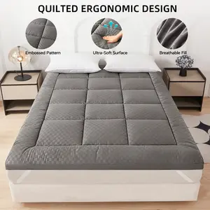 BoveLink Quilted Mattress Topper Mosaic Collection Universal Fit Bed Pad with Embossed Pattern Ultra Soft Surface & Breathable Fill for All Size Beds