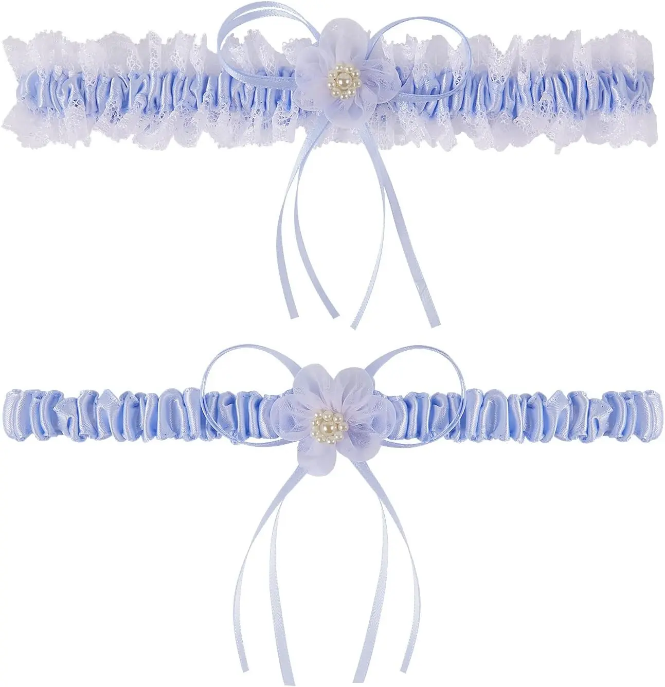 Plus Size Wedding Garters for Bride with Elastic Band Something Blue Lace Bridal Garter Set for Wedding