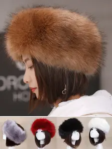 Gustave Women Faux Fur Headband with Elastic Winter Warm Earwarmer Earmuffs Thick Fluffy Ski Hats Russian Cap "Brown"