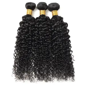 Curly Human Hair Bundles for Sew In Bouncy Jerry Curly 1/3/4 Bundles Brazilian Quick Weave with Leave Out Natural Black