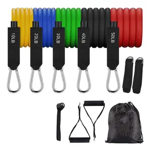 150 LB Five Finger Wrist Expander 11 Pcs TPE Resistance Band Set with Door Anchor Handles Carry Bag for Home Gym Fitness Yoga Pilates Leg Ankle Bands Training Equipment Workout Accessories