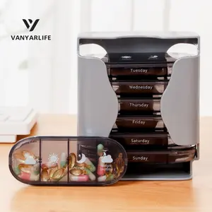 Weekly Pill Organizer Box, 7 Days 4 Compartments, Portable Medication Holder for Daily Use, Includes Free Stickers, Medicine Organizer
