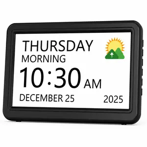 7" Digital Calendar Day Clock with Large Display, 20 Alarms & 20 Custom Reminders, Dimmable Day Date Time Clock for Seniors, Parents, Bedroom and Home