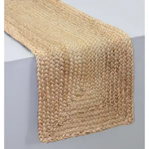 Jute Braided Table Runner - Rustic Farmhouse Table Runner - Jute Kitchen Table Runner - Harvest Fall Thanksgiving Holiday Christmas Party Dining Tabletop Runner - 13x36 inches -