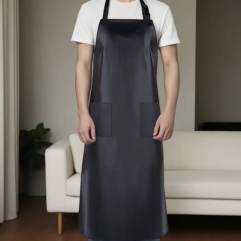 2 Pack Waterproof Rubber Vinyl Apron for Unisex Adult, Lightweight Chemical Resistant Industrial Work Apron Cover