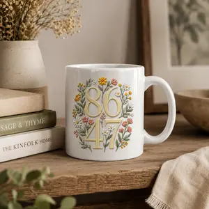 3D Effect 8647 Floral Mug, Conservative Political Coffee Mug, Patriotic Anti Liberal Gift Mug, Republican Style Ceramic Mug For Office