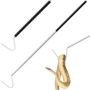40" Telescopic Stainless Steel Reptile Grabber Stick for Safely Handling Snakes and Lizards, Lightweight & Portable Catcher Tool
