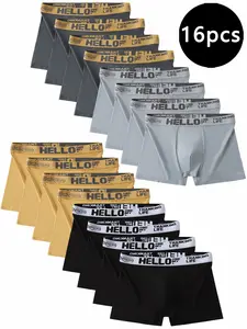 Trendy Fashion Men's Underwear Set, 16-Pack Moisture-Wicking Boxing Shorts, Soft Skin-Friendly Briefs, Casual Sporty Boxers Trunks