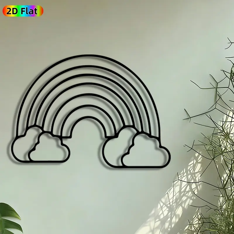 1pc Rainbow with Clouds Metal Wall Art, Rainbow Arch Statue Mural, Artistic Metalwork, Intricate Craftsmanship, Perfect for Easter, Children's Day Decor, Perfect for Nursery Bedroom Playroom Decor, Ideal Gift for Kids Room Decor Enthusiasts.