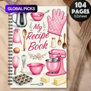 Durable Spiral Bound Recipe Notebook, My Recipes Book Design, Kitchen Tool Illustrations, Perfect for Cooking Enthusiasts