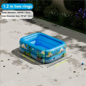 Youngsters' Inflatable Swimming Pool with Double-Layer Air Cushion, 47.24" Diameter, Foldable Design for Home Use, Perfect Gift for Halloween and Christmas, Includes 1.2m Two Rings & 150cm x 180cm Pool Size