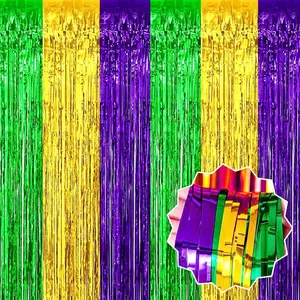 6 Pack Golden Green  Foil Fringe Curtains Backdrop, 3.28 x 6.6 Ft Metallic Streamers Tinsel Curtains Background for Photo Booth, Carnivals, Birthdays, Weddings,  Year Party Decorations