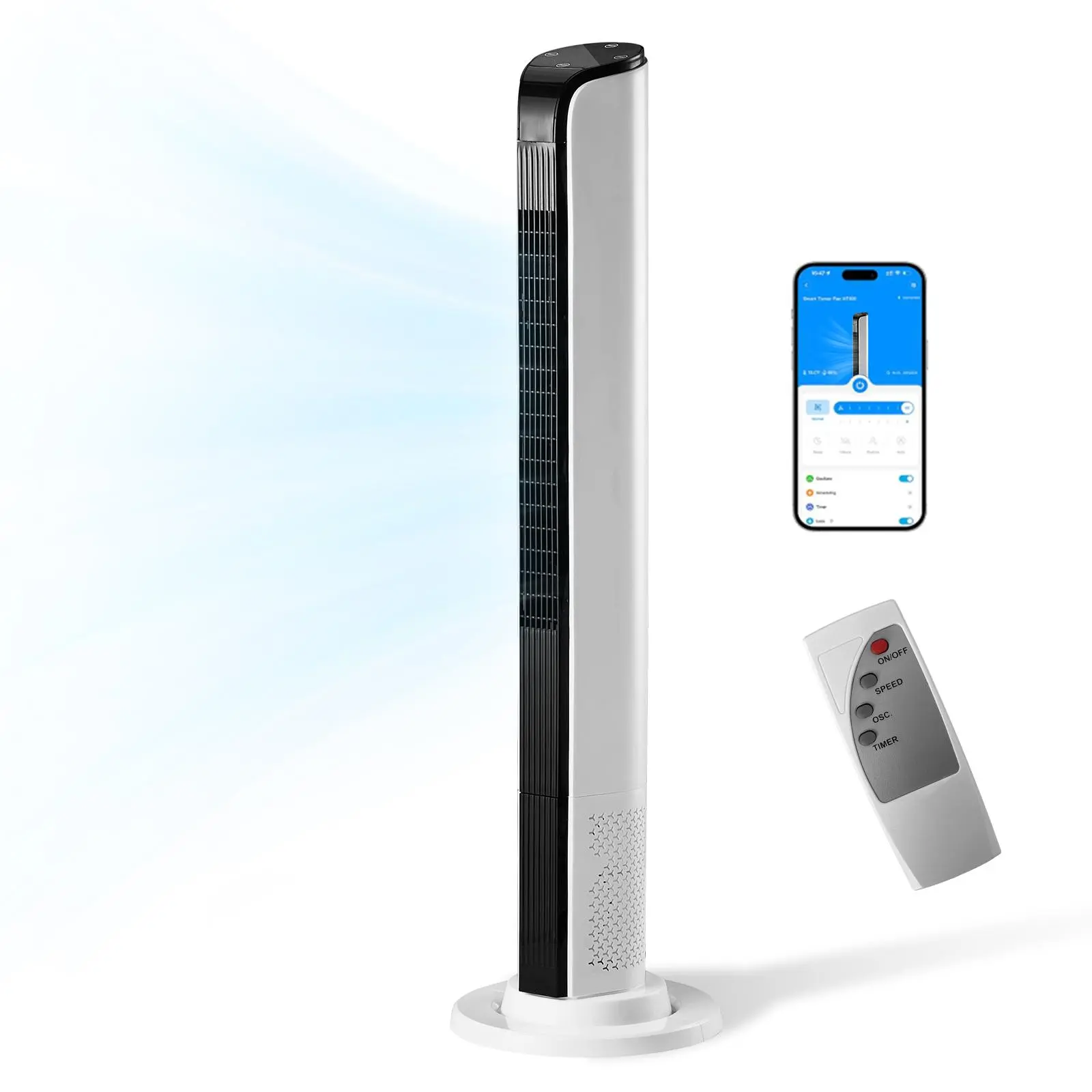 【Summervibes】Ubesgoo 42" Tower Fan for Bedroom, Smart Floor Fan with App & Remote Control, 130° Adjustable Oscillating, 3 Speeds, 3 Modes and 12H Timer, 25dB Quiet Fan for Cooling Home Office