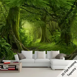Tropical Forest Landscape Backdrop Jungle Rainforest Backdrop Green Nature Background Cloth Scenic Tapestry Wall Hanging Photography Background Polyester Fiber Living Room Bedroom Office Hostel Party Decor Studio Prop Wall Art