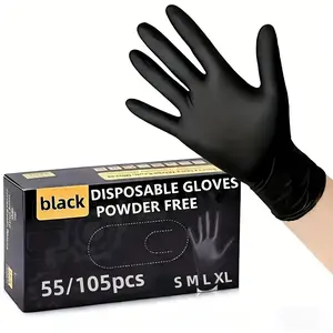100pcs black composite nitrile gloves-disposable cleaning gloves, suitable for kitchen, dishwashing, household cleaning, latex-free, indoor and outdoor, kitchen cleaning gloves, Durable cleaning gloves