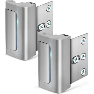 Pack Home Security Door Lock Withstand 800 Ibs for Inward Swinging Door, 2 Door Reinforcement Lock With 4 Screws to Prevent Unauthorized Entry