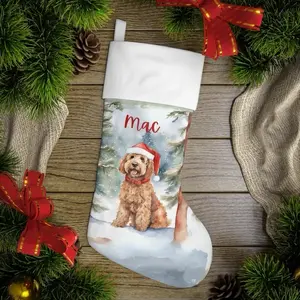 Personalized Doodle Dog Christmas Stocking - Apricot/Red Cockapoo, Cavapoo, Goldendoodle, Labradoodle etc