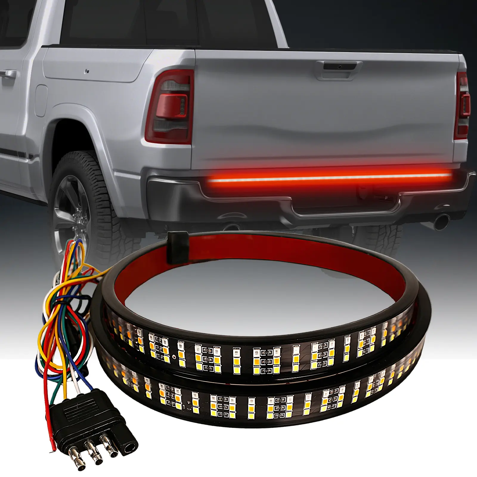 60 Inch Tailgate Light Bar LED Tailgate Light Strip with Running Brake Lights Reverse Sequential Turn Signals for Truck