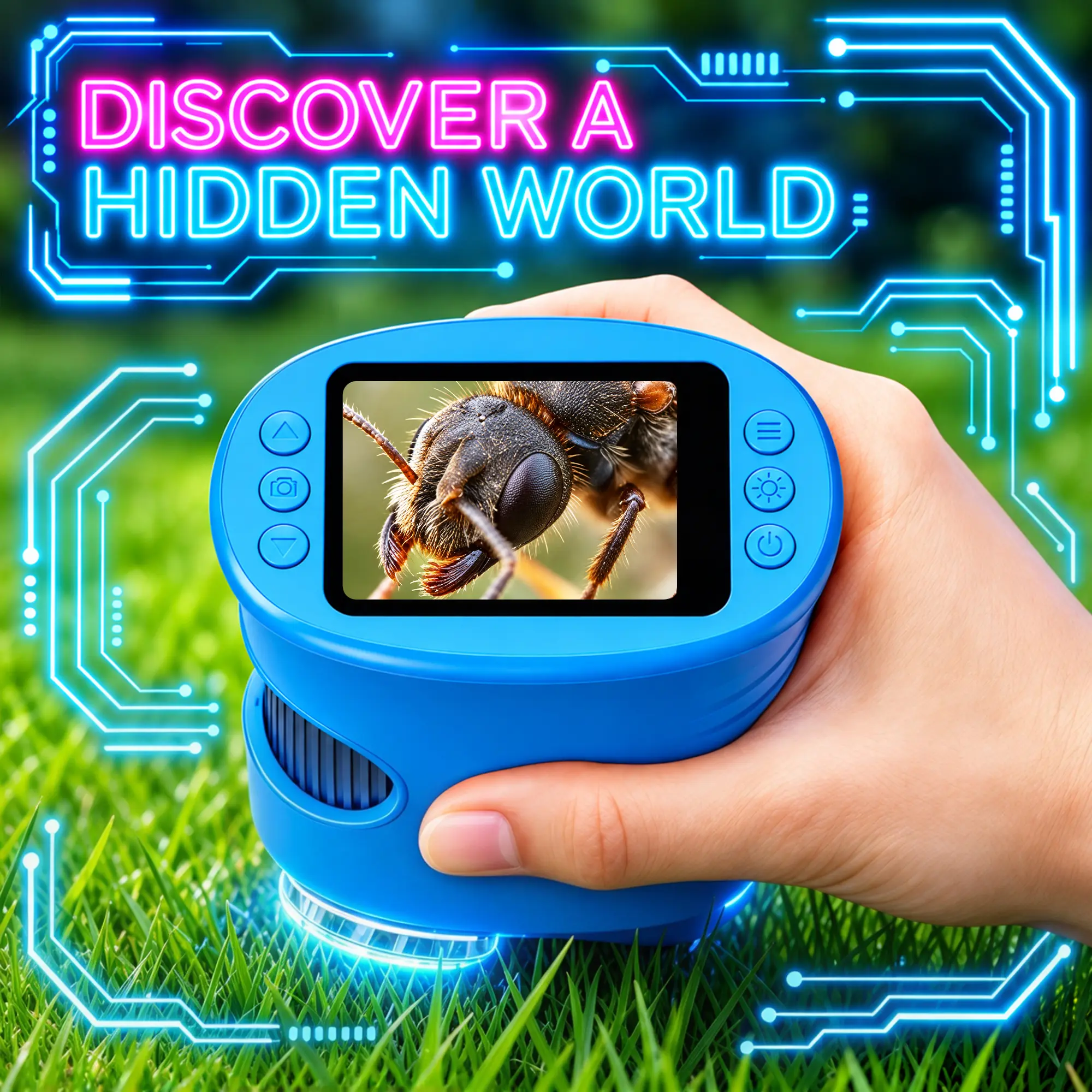 【2027 Upgrade】SEEKID 1000X Handheld Microscope for Kids with 4K 2.0" Screen, Photo & Video Camera, Rechargeable and Portable, a Fun STEM Gift & Birthday Present for Ages 3+,back to school