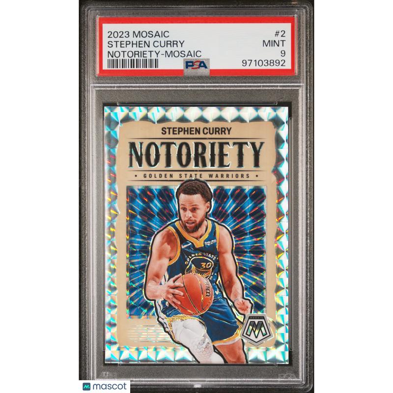 Stephen Curry PSA 2023 Panini Mosaic Notoriety #2 9