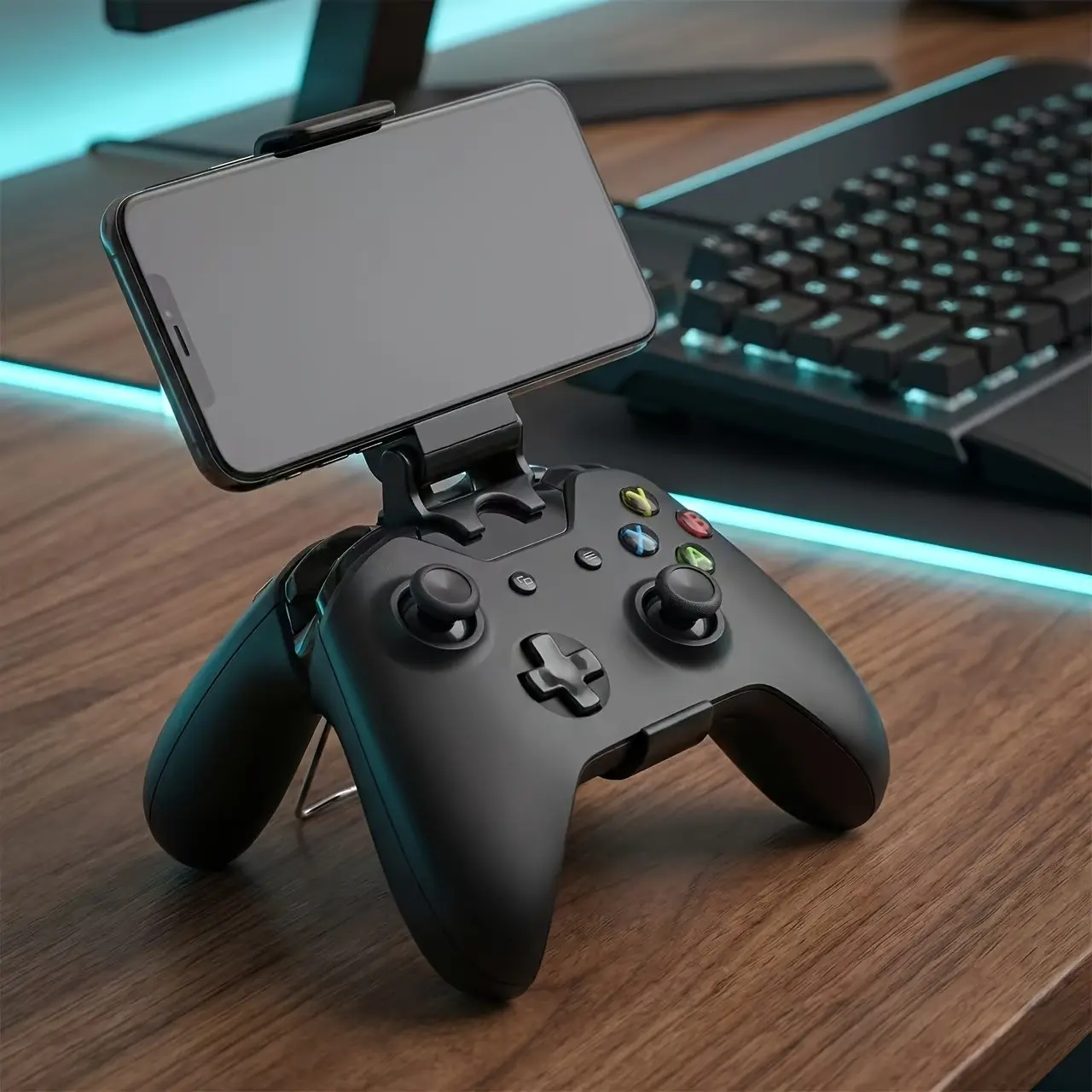 Adjustable Phone Mount Clip for Xbox One Controller Universal Smartphone Clamping Cellphone Holder Mobile Mount Secure & Stable Clamp Compatible with iPhone & Android Gaming Accessory Game Adjustable Phone Stand