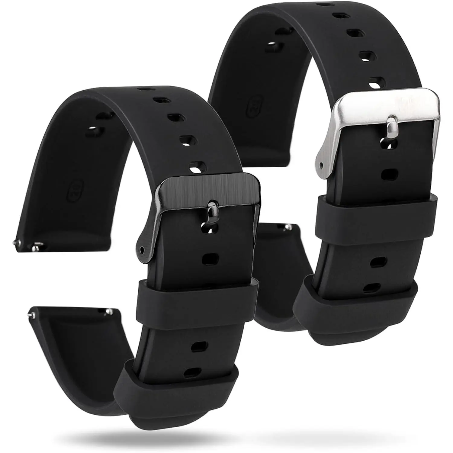 2 count Silicone Watch Bands, Quick Release Soft Rubber Replacement Watch Bands Watch Straps for Men Women