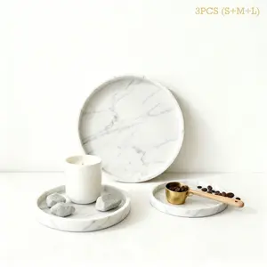 1 Set Marble Silicone Tray - Elegant Display for Perfume, Candles & Home Decor (S+M+L)