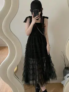 Summer Thin Solid Color Simple Straight Dress, Round Neck Short Sleeve Casual Style Women's Dress