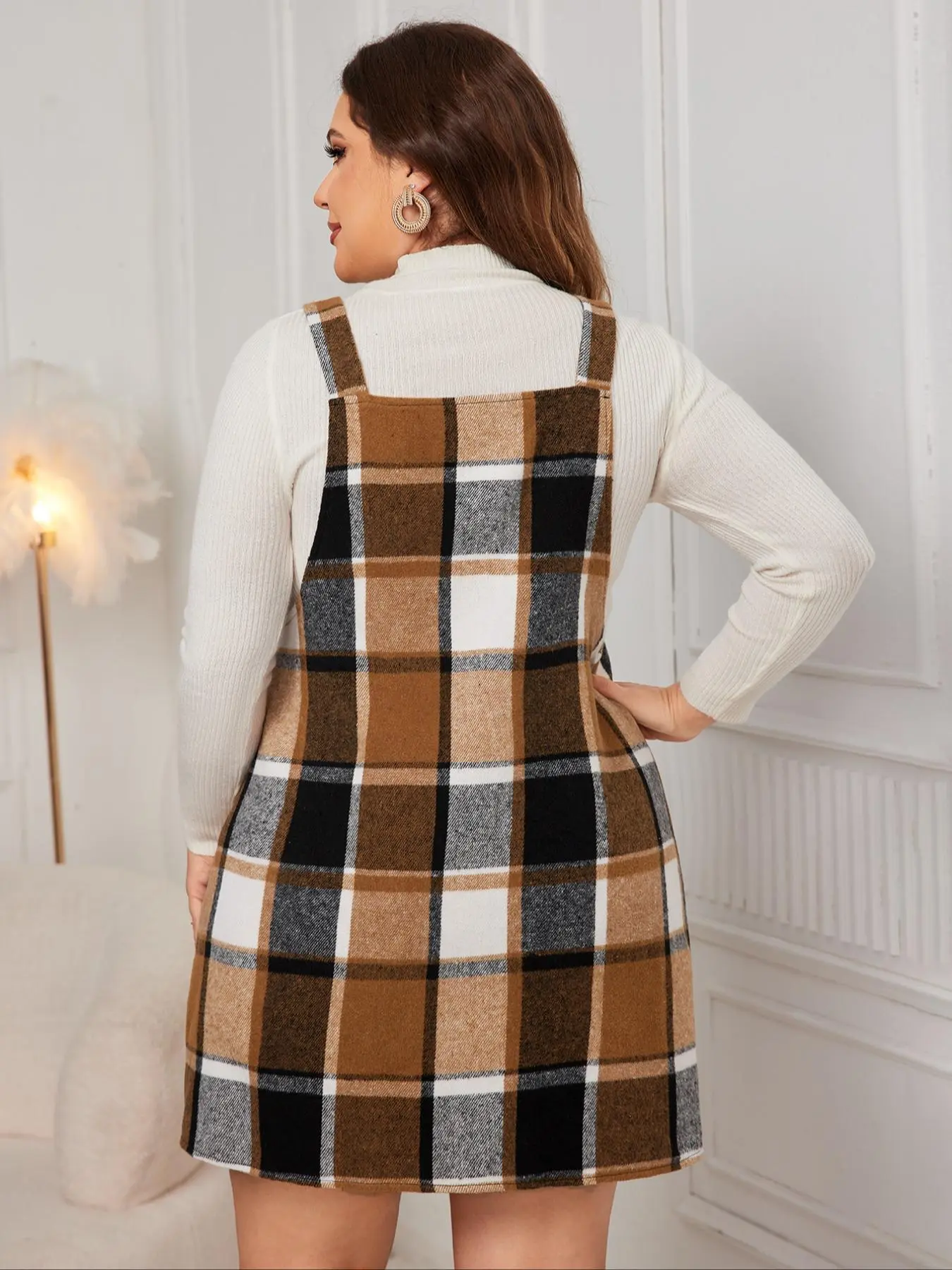 Plus Size Women's Plaid Pinafore Dress Without Top, moo moo dress,Casual Fitted Style for Fall & Winter, Comfortable Knit Fabric for Everyday Wear - TikTok Shop Plus Size Women's Plaid Pinafore Dress Without Top, moo moo dress,Casual Fitted Style for Fall & Winter, Comfortable Knit Fabric for Everyday Wear - TikTok Shop